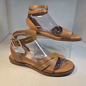 *NEW* Franco Sarto Greene Tan Leather Gladiator Sandals with Ankle Strap Size 8